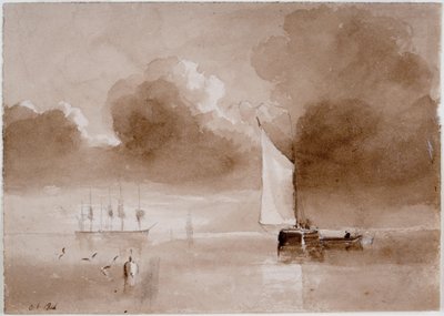 Étude compositionnelle pour un paysage marin - John Wilson Carmichael